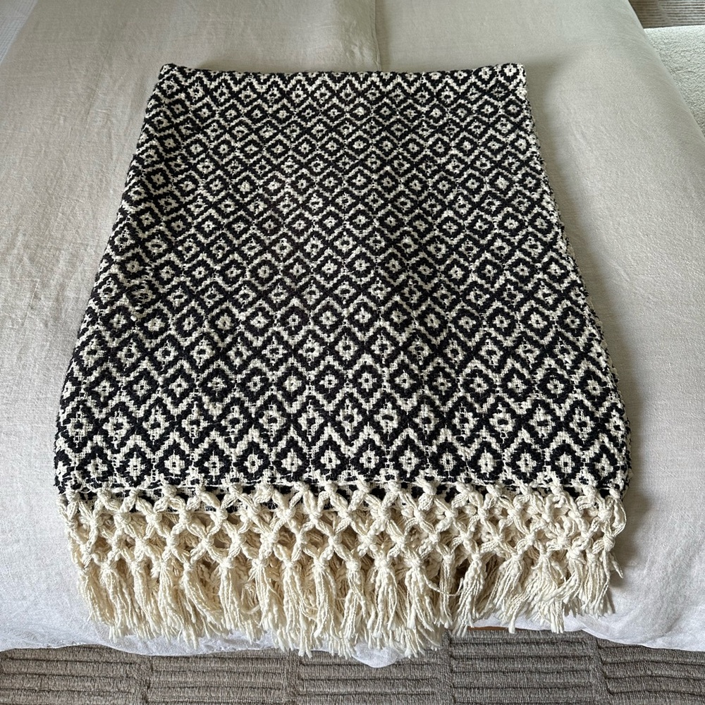 Anthropologie Knit Black and Cream Throw